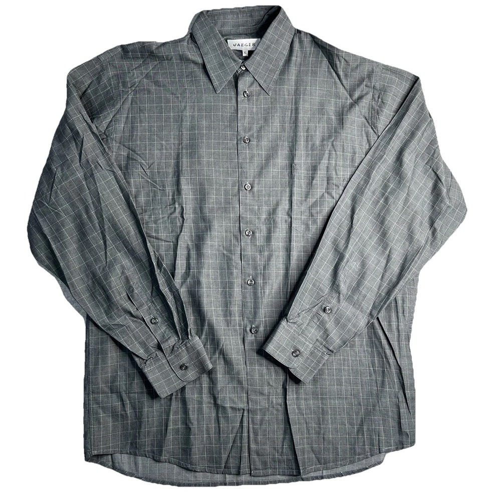 Jaeger Long Sleeve Collared Shirt Men's XL Button Up Double Pleated Back Green
